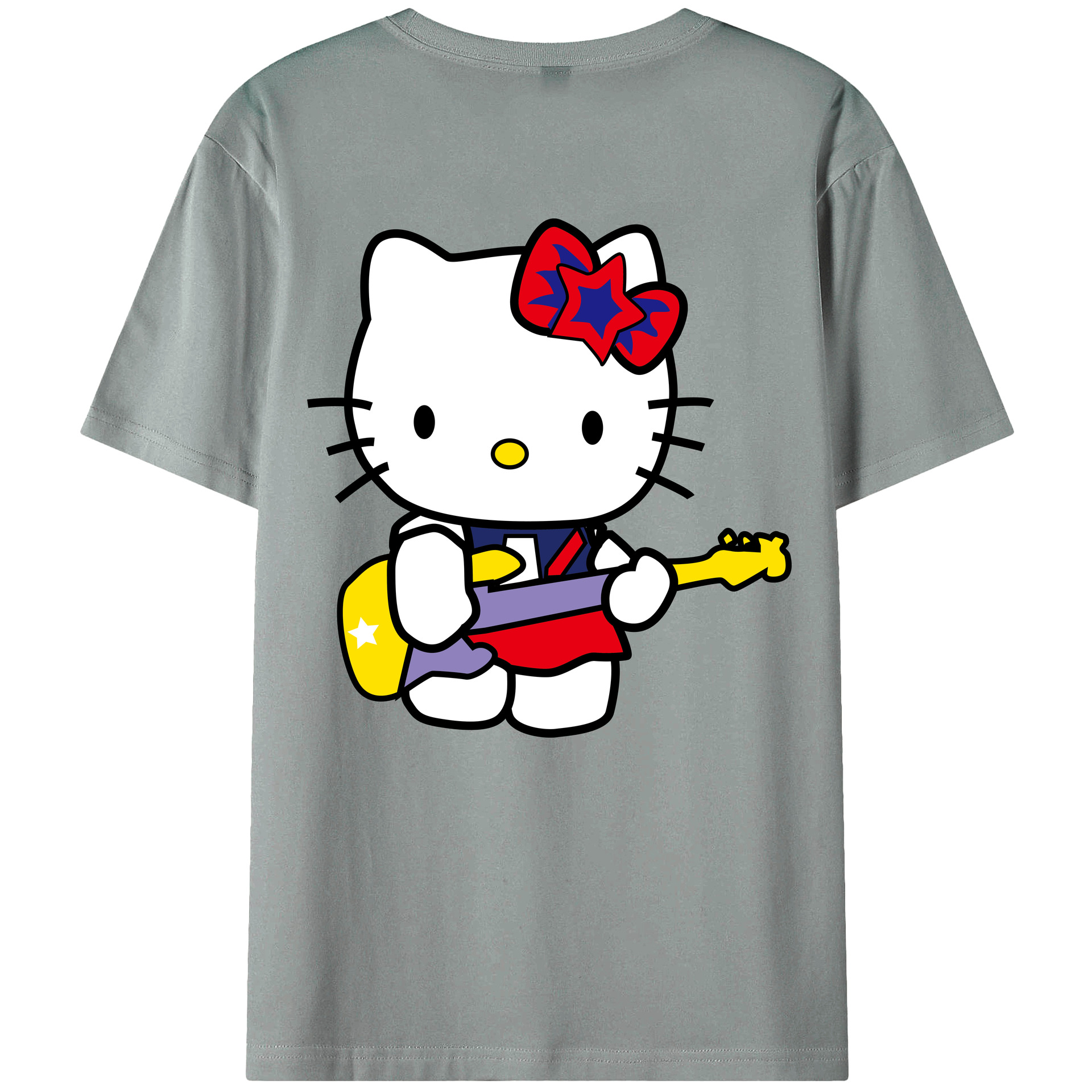 （画像用） Hello Kitty ハローキティ 綿100％ メンズ半袖Tシャツ（バックプリント） 通気性